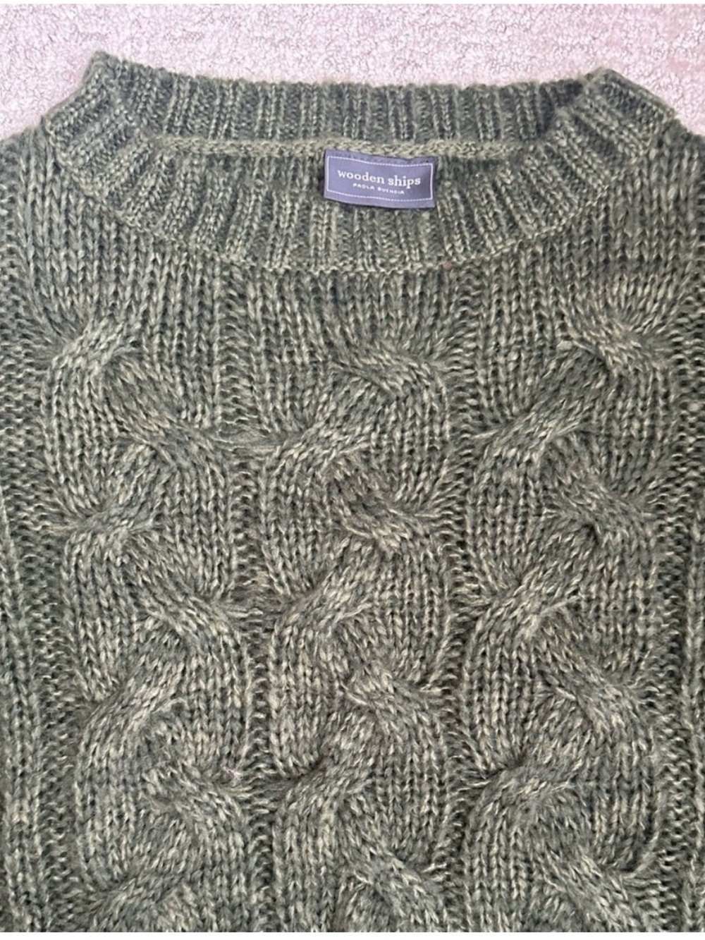 Wooden Ships Women’s Olive Cable Knit Sweater